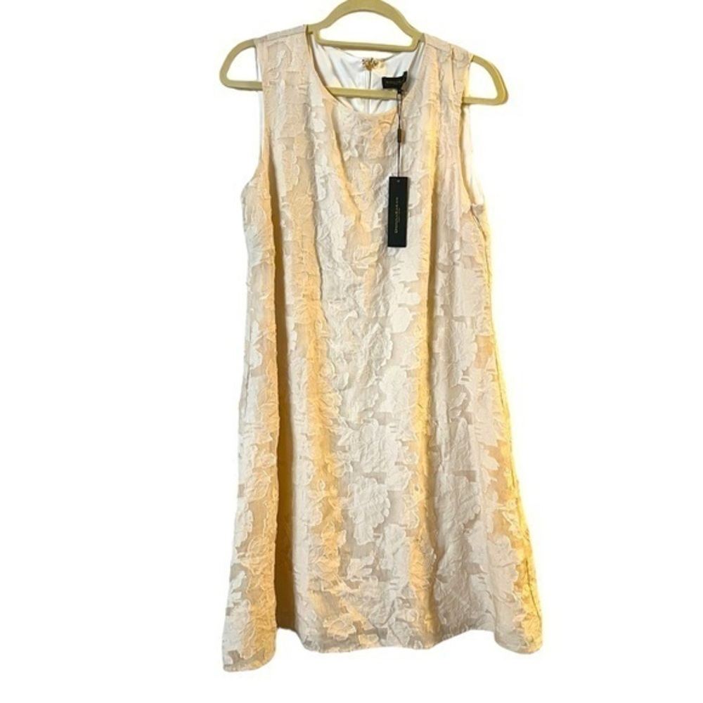 NWT Donna Karan ecru lace overlay A-line sleeveless dress 12